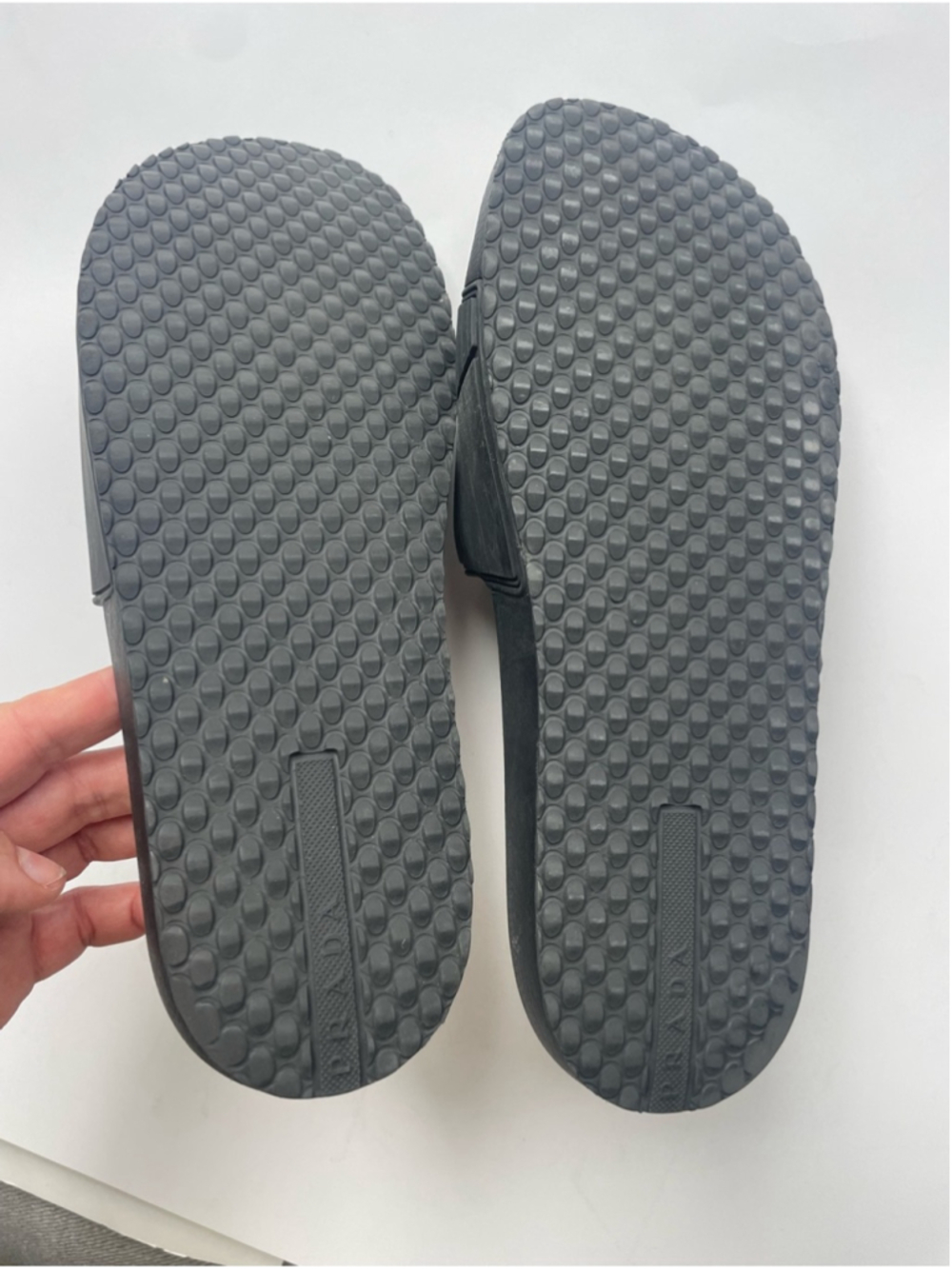 Prada Black Embossed Logo Rubber Slides sandals - Picture 3 of 6